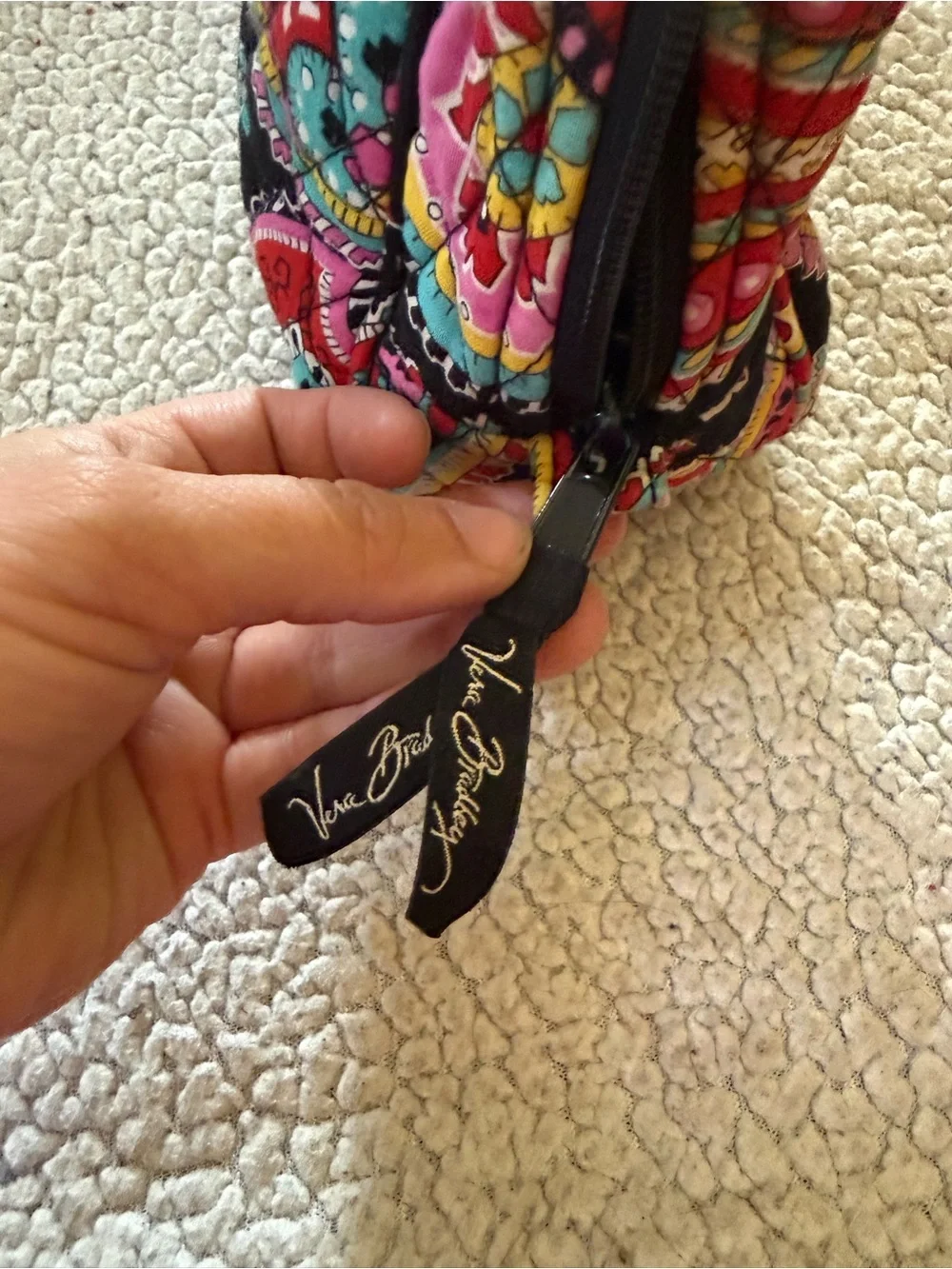 Vera Bradley colorful paisley floral pattern quilted makeup storage bag